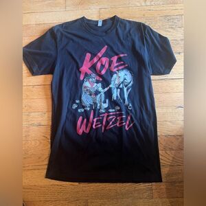 Koe Wetzel Black Graphic Tee with Red and White Design